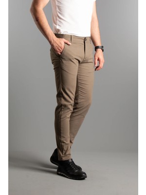 Zeki Özer Erkek Kahve Dokulu Kanvas Keten Pantolon