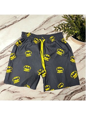 Sedirli Sedir Çocuk Deniz Şortu Batman Baskılı Bel Bağlamalı Mayo Şort