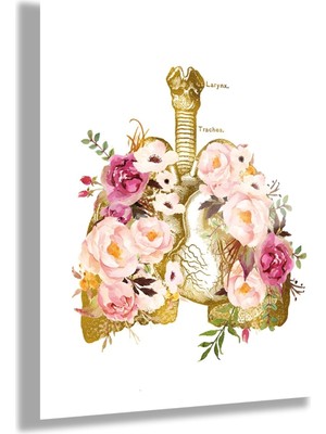 Gaagart Temperli Cam Poliklinik Tablosu Çiçekli Akciger Tasarımı