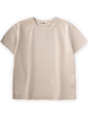 Cigit Basic Fitilli T-Shırt Açık Bej