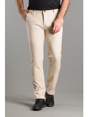 Zeki Özer Erkek Bej Kanvas Keten Pantolon