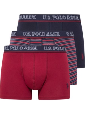 U.S. Polo Assn. Erkek Bordo-Lacivert-Baskılı 3'lü Boxer