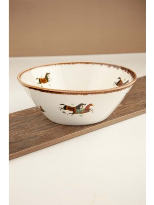 Bursa Porselen Dekor Retro Atlar Konik Kase