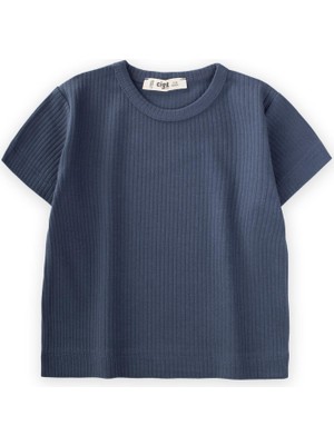 Cigit Basic Fitilli T-Shırt Lacivert