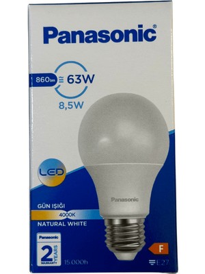 Panasonic 8,5W (63W) 4000K (Günışığı) E27 Duylu LED Ampul