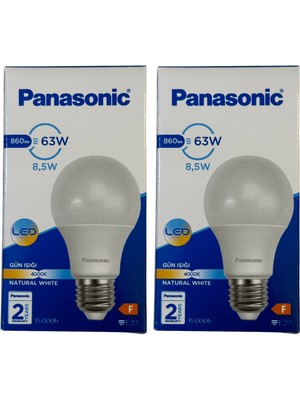 Panasonic 8,5W (63W) 4000K (Günışığı) E27 Duylu LED Ampul (2 Adet)