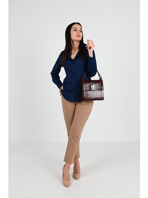 Koza Kadın Klasik Uzun Kol Gömlek 1668-24