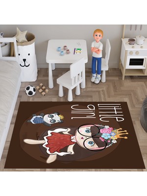 Evan Home Little Princess Desenli  Dijital Baskı Yıkanabilir Kaymaz Taban Çocuk Odası Halısı