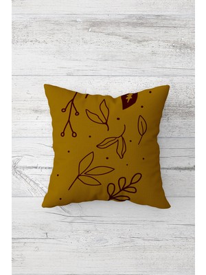 Pelangi Bohem Yaprak Desenli Çift Tarafı Baskılı Gizli Fermuarlı Yastık Kılıfı Kırlent Koltuk Yastık Kılıfı