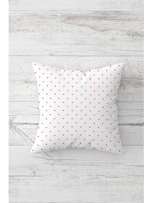 Pelangi Kırmızı Benekli Puantiyeli Çift Tarafı Baskılı Gizli Fermuarlı Kırlent Koltuk Yastık Kılıfı