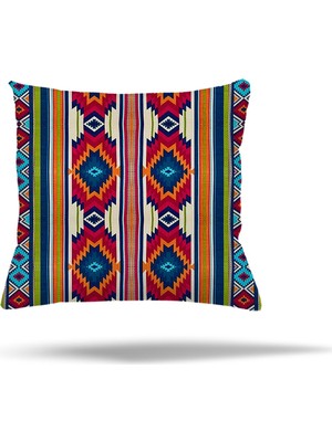 Pelangi Osmanlı Göbek Desen Gizli Fermuarlı Yastık Kılıfı Kırlent Kılıfı Koltuk Yastık Kılıfı