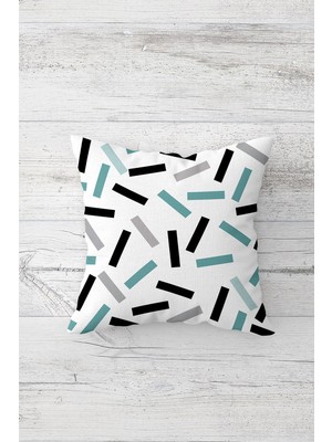 Pelangi Renkli Atari Çubukluı Çift Tarafı Baskılı Gizli Fermuarlı Yastık Kılıfı Kırlent Koltuk Yastık Kılıfı