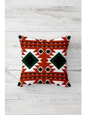 Pelangi Etnik Kilim Desenli Çift Tarafı Baskılı Gizli Fermuarlı Yastık Kılıfı Kırlent Koltuk Yastık Kılıfı