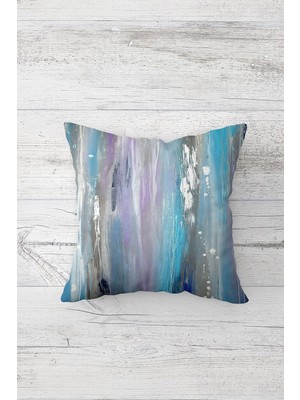 Pelangi Mavi Lila Renk Geçişli Çift Tarafı Baskılı Gizli Fermuarlı Yastık Kılıf Kırlent Koltuk Yastık Kılıfı