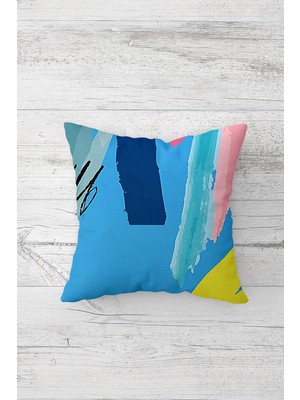 Pelangi Yağlı Boya Renkleri Çift Tarafı Baskılı Gizli Fermuarlı Yastık Kılıfı Kırlent Koltuk Yastık Kılıfı