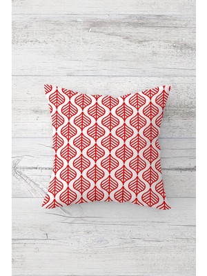 Pelangi Kırmızı Geometrik Desen Çift Tarafı Baskılı Gizli Fermuar Yastık Kılıfı Kırlent Koltuk Yastık Kılıfı