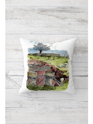 Pelangi Doğa Desenli Çift Tarafı Baskılı Gizli Fermuarlı Yastık Kılıfı Kırlent Koltuk Yastık Kılıfı