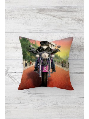 Pelangi Elbiseli Kedi Adam Çift Tarafı Baskılı Gizli Fermuarlı Yastık Kılıfı Kırlent Koltuk Yastık Kılıfı