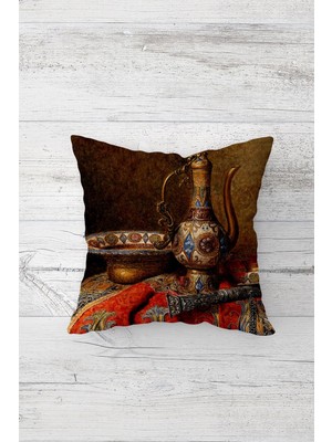 Pelangi Otantik Desenli Çift Tarafı Baskılı Gizli Fermuarlı Yastık Kılıfı Kırlent Koltuk Yastık Kılıfı