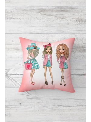 Pelangi Fashion Girl Pop Art Çift Tarafı Baskılı Gizli Fermuarlı Yastık Kılıfı Kırlent Koltuk Yastık Kılıfı