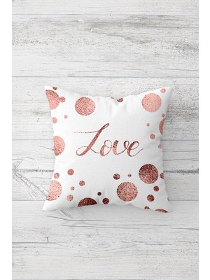 Pelangi Love Yazılı Çift Tarafı Baskılı Gizli Fermuarlı Yastık Kılıfı Kırlent Koltuk Yastık Kılıfı