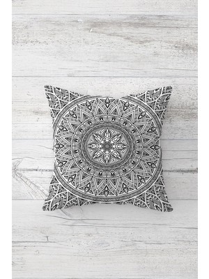 Pelangi Siyah Beyaz Mandala Çift Tarafı Baskılı Gizli Fermuarlı Yastık Kılıfı Kırlent Koltuk Yastık Kılıfı