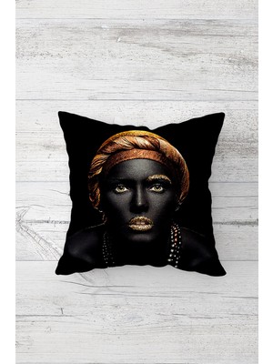 Pelangi Afrikalı Siyahi Kadın Çift Tarafı Baskılı Gizli Fermuarlı Yastık Kılıfı Kırlent Koltuk Yastık Kılıfı