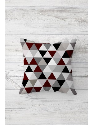 Pelangi Üçgen Desenli Çift Tarafı Baskılı Gizli Fermuarlı Yastık Kılıfı Kırlent Koltuk Yastık Kılıfı