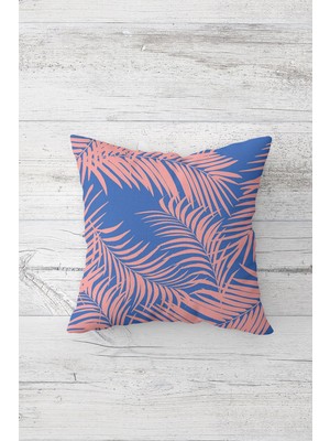 Pelangi Yaprak Desenli Çift Tarafı Baskılı Gizli Fermuarlı Yastık Kılıfı Kırlent Koltuk Yastık Kılıfı