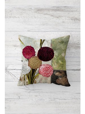 Pelangi Renkli Çiçekler Çift Tarafı Baskılı Gizli Fermuarlı Yastık Kılıfı Kırlent Koltuk Yastık Kılıfı