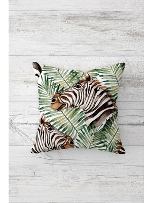 Pelangi Tropikal Zebra Desen Çift Tarafı Baskılı Gizli Fermuarlı Yastık Kılıfı Kırlent Koltuk Yastık Kılıfı