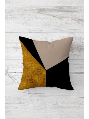 Pelangi Leopar Geometrik Blok Çift Tarafı Baskılı Gizli Fermuarlı Yastık Kılıfı Kırlent Koltuk Yastık Kılıfı