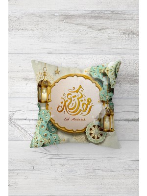 Pelangi Ramazan Eid Mubarak Çift Tarafı Baskılı Gizli Fermuarlı Yastık Kılıfı Kırlent Koltuk Yastık Kılıfı