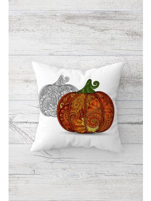 Pelangi Etnik Balkabağı Desen Çift Tarafı Baskılı Gizli Fermuarlı Yastık Kılıfı Kırlent Koltuk Yastık Kılıfı