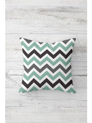 Pelangi Renkli Zigzag Desenli Çift Tarafı Baskılı Gizli Fermuarlı Yastık Kılıfı Kırlent Koltuk Yastık Kılıfı