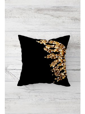 Pelangi Gold Kelebek Kanadı Çift Tarafı Baskılı Gizli Fermuarlı Yastık Kılıfı Kırlent Koltuk Yastık Kılıfı