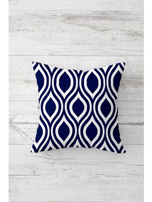 Pelangi Lacivert Damla Desen Çift Tarafı Baskılı Gizli Fermuarlı Yastık Kılıfı Kırlent Koltuk Yastık Kılıfı