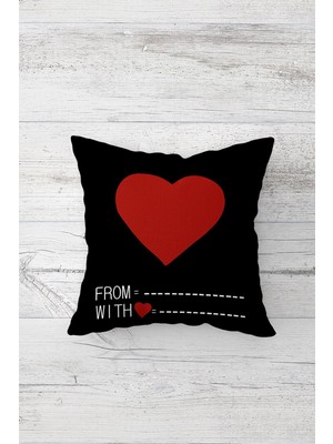 Pelangi Kalpli Mektup Pulu Desenli Çift Tarafı Baskılı Gizli Fermuarlı Kırlent Koltuk Yastık Kılıfı