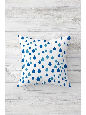 Pelangi Beyaz Zeminde Damla Çift Tarafı Baskılı Gizli Fermuarlı Yastık Kılıfı Kırlent Koltuk Yastık Kılıfı