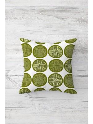 Pelangi Yeşil Daire Bohem Çift Tarafı Baskılı Gizli Fermuarlı Yastık Kılıfı Kırlent Koltuk Yastık Kılıfı