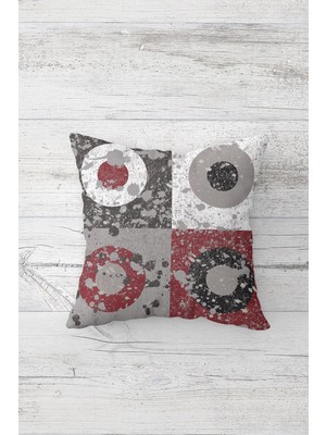 Pelangi Eskitme Çember Desen Çift Tarafı Baskılı Gizli Fermuarlı Yastık Kılıfı Kırlent Koltuk Yastık Kılıfı