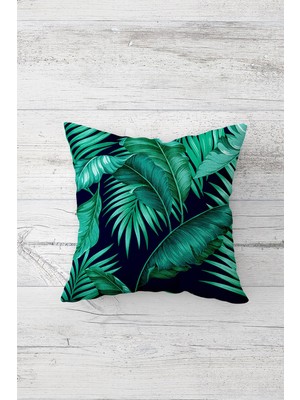 Pelangi Tropikal Yapraklar Desen Çift Tarafı Baskı Gizli Fermuar Yastık Kılıfı Kırlent Koltuk Yastık Kılıfı