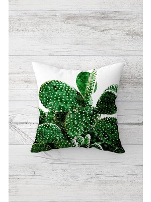 Pelangi Kaktüs Desenli Çift Tarafı Baskılı Gizli Fermuarlı Yastık Kılıfı Kırlent Koltuk Yastık Kılıfı