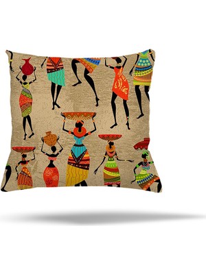 Pelangi Afrikalı Kadın Güllü Geometrik Gizli Fermuarlı Yastık Kılıfı Kırlent Kılıfı Koltuk Yastık Kılıfı