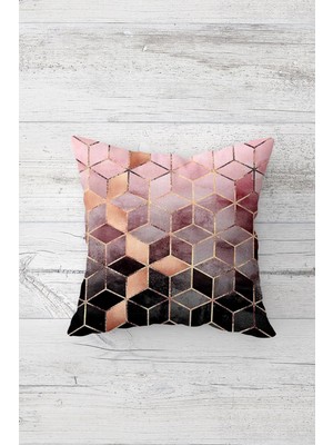 Pelangi Geometrik Desenli Çift Tarafı Baskılı Gizli Fermuarlı Yastık Kılıfı Kırlent Koltuk Yastık Kılıfı