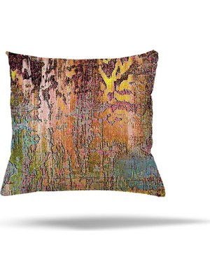 Pelangi Çiçek Ağaç Kilim Etnik Desen Gizli Fermuarlı Yastık Kılıfı Kırlent Kılıfı Yastık Kılıfı