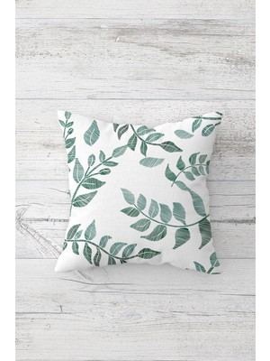 Pelangi Dalında Yapraklı Çift Tarafı Baskılı Gizli Fermuarlı Yastık Kılıfı Kırlent Koltuk Yastık Kılıfı