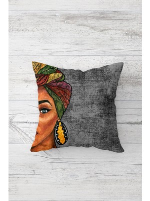 Pelangi Afrikalı Siyahi Kadın Etnik Çift Tarafı Baskılı Gizli Fermuarlı Kırlent Koltuk Yastık Kılıfı