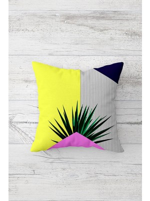 Pelangi I?nce Çizgili Renk Bloklu Çift Tarafı Baskı Gizli Fermuar Yastık Kılıfı Kırlent Koltuk Yastık Kılıfı