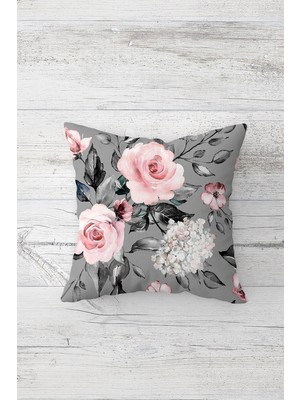 Pelangi Gül Buketi Çiçekli Çift Tarafı Baskılı Gizli Fermuarlı Yastık Kılıfı Kırlent Koltuk Yastık Kılıfı